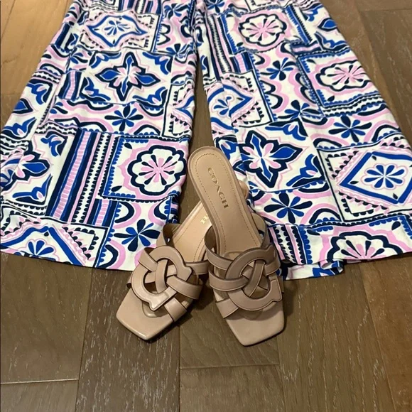 Zara Blue and Pink Patterned Wide Leg Pants - Picture 5 of 6